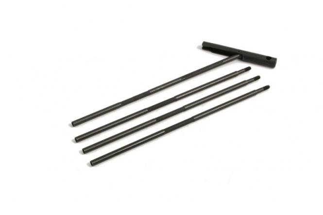 Cleaning rods Multi-part M4 thread, not knurled 4-parts, app. 710mm, burnished, knurled